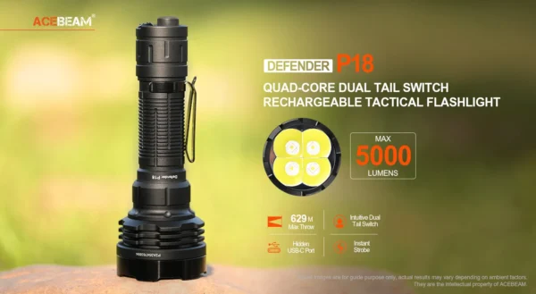 פנס טקטי דיפנדר 5000 לומן