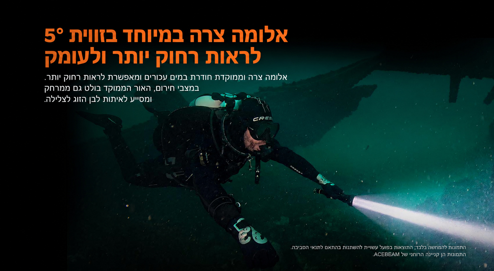 Acebeam D30 – אלומה צרה בזווית חמש מעלות בעברית